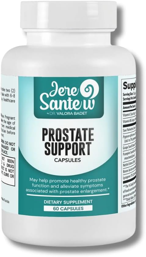 Prostate Support Supplement med Saw Palmetto, Pygeum & Lycopene – Prostate Health & Urinary Function Support – 60 kapslar – Natural Blend for Men's Wellness – Made in USA