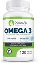 Triple Strength Omega 3 Fish Oil Capsules | Hög EPA & DHA | 1000mg | 100% naturliga essentiella fettsyror