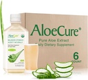 AloeCure USDA Organic Aloe Vera Juice Made Within 12 Hrs of Harvest - Pure Aloe Juice Natural Digestive Supplement to Support Digestion, Immune System och Balanced Stomach Acidity, 6 x 500ml Bottles