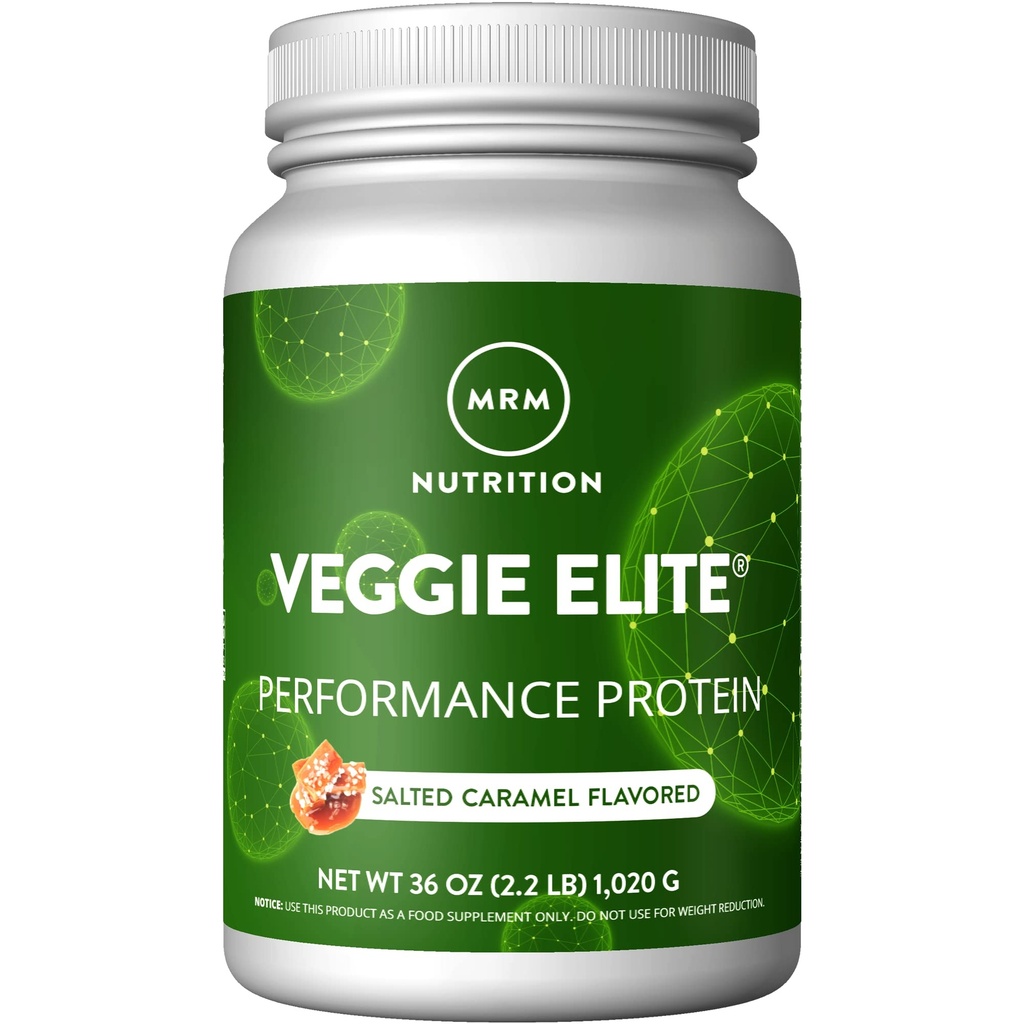 MRM Nutrition Veggie Elite Performance Protein | Salted Caramel Flavored | Plant-Based Protein | Lätt att Digest | med BCAAs | Vegan + Gluten-Free | Kliniskt testad | Digestive enzymer | 30 portioner