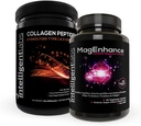 Intelligent Labs 2-in-1 Bundle of MagEnhance Supplement (High Absorption Chelated Magnesium Complex) and Collagen Peptides Powder (Unflavored Organic Hydrolyzed Type 1 & 3 Collagen Protein Powder)