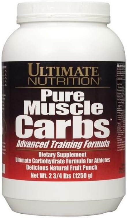 Ultimate Nutrition Pure Muscle Carbs - Komplex kolhydratpulver för hållbar energi - Inget fett, inget kolesterol -kalori för muskelförstörare och idrottare, fruktpunch, 2,75 pund