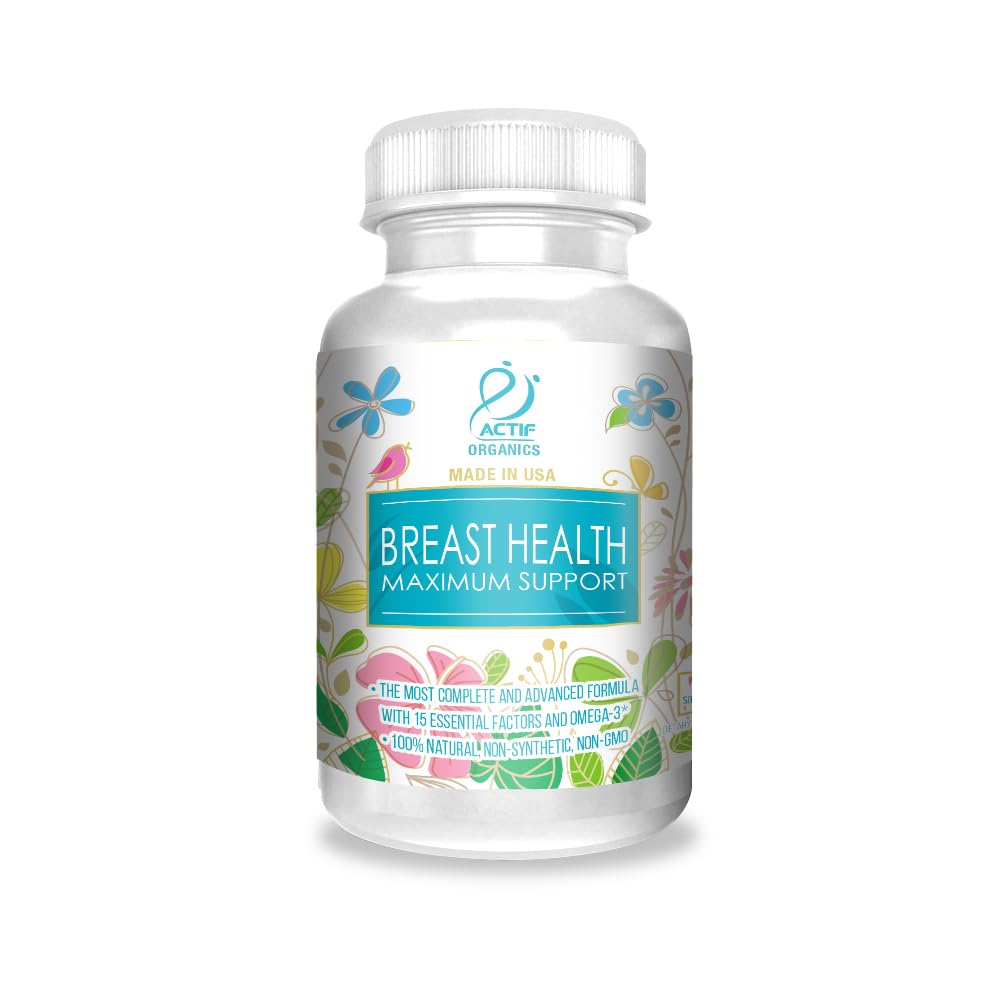 ACTIF Breast Health Maximum Support med 15 Avancerade faktorer och Omega-3 - Icke GMO, Made in USA, 90 Count