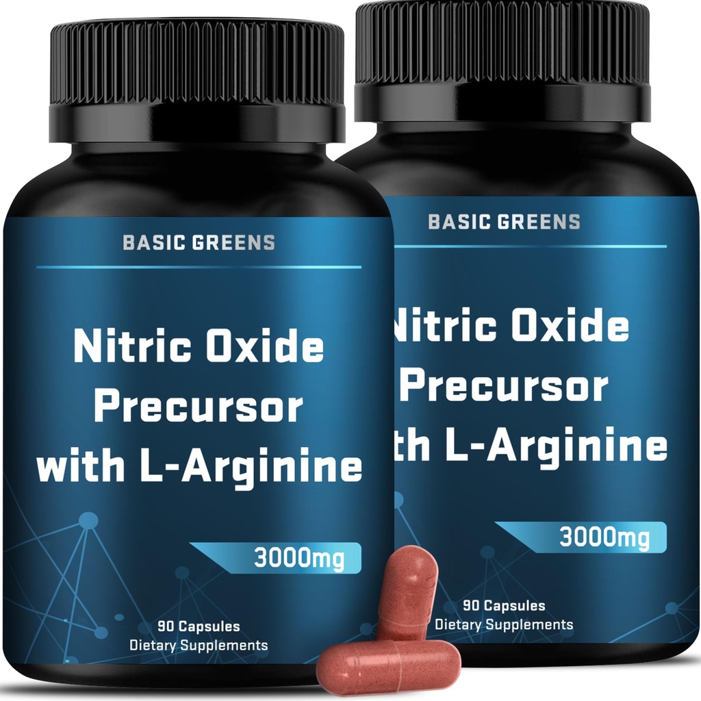L-arginin 3000mg Nitric Oxide Supplement för män och kvinnor - icke-GMO Vegan kapslar med Beet Root för cirkulation, uthållighet, energi, uthållighet och träningsstöd - 90 kapslar