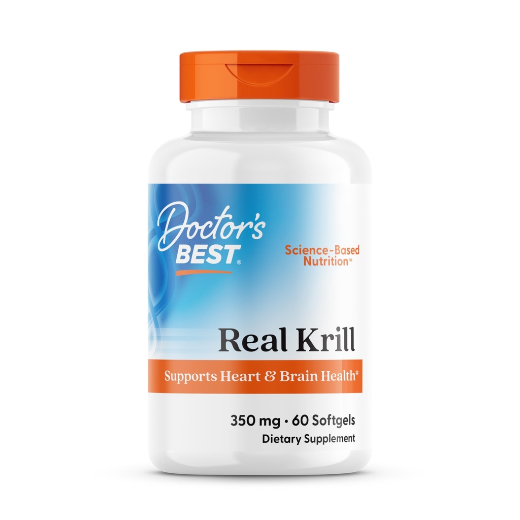 Läkare BEST Real Krill, Antarctic Krill (Superba2), stöder hjärt- och hjärnhälsa, icke-GMO, Gluten Free 60 Softgels