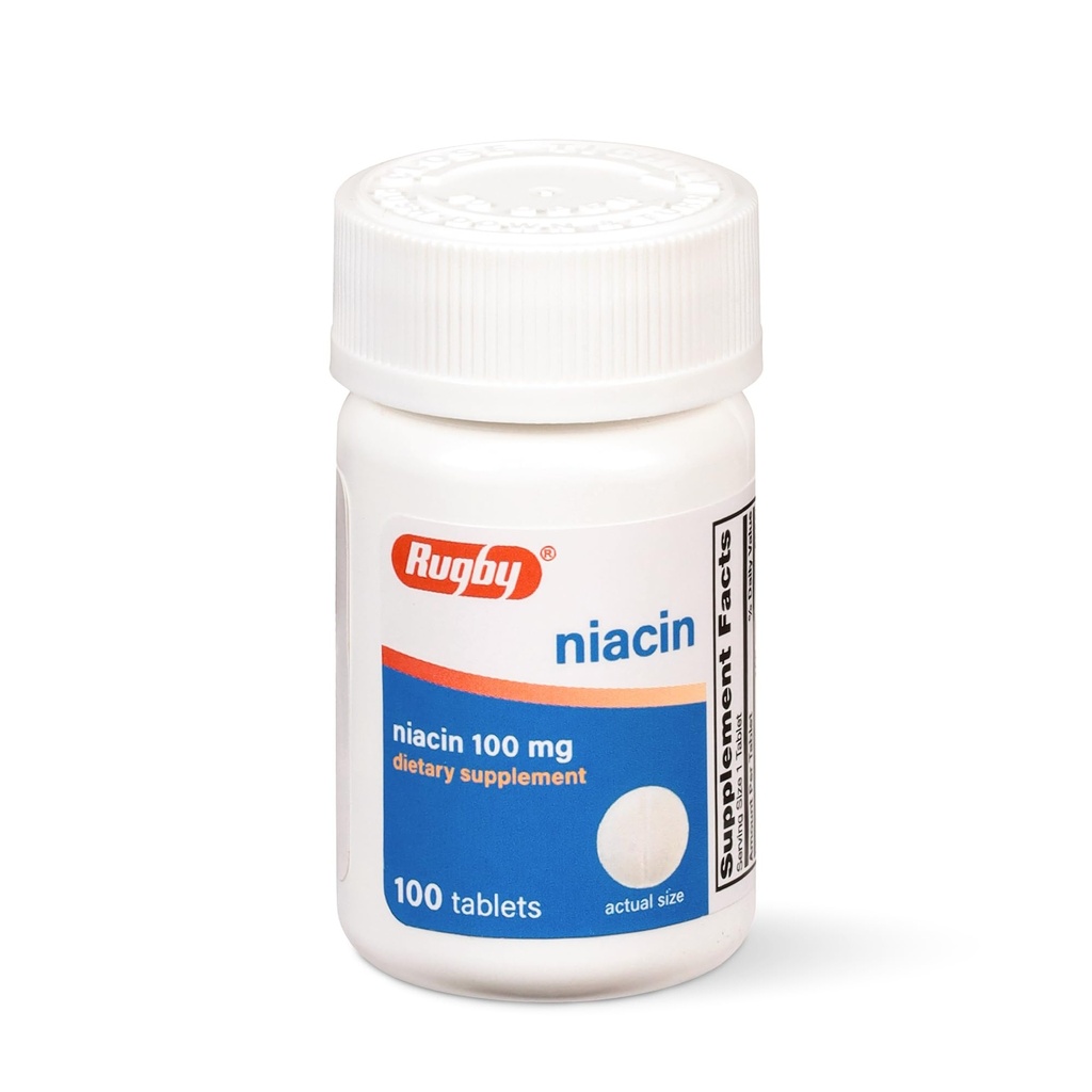 Rugby Niacin 100mg - Niacin tabletter med kalcium - kosttillskott - 100 greve