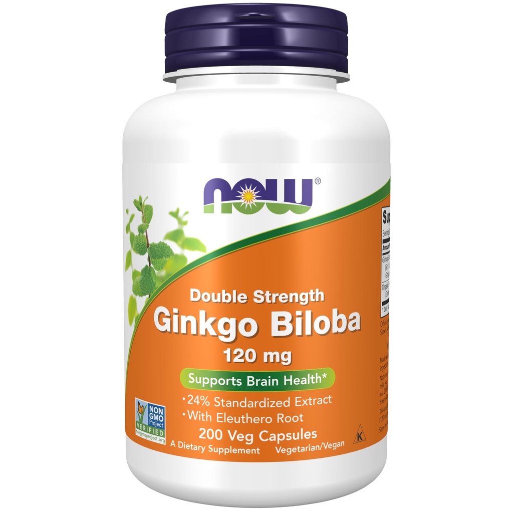 NU Tillägg, Ginkgo Biloba 120 mg, Dubbel Styrka, Non-GMO Project Verified, 200 Veg Capsules