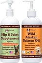 Natural Dog Company 32 oz. Bundle med Wild Alaskan laxolja och flytande glukosamin för hundar, fiskoljetillskott, gemensamt och höftstöd
