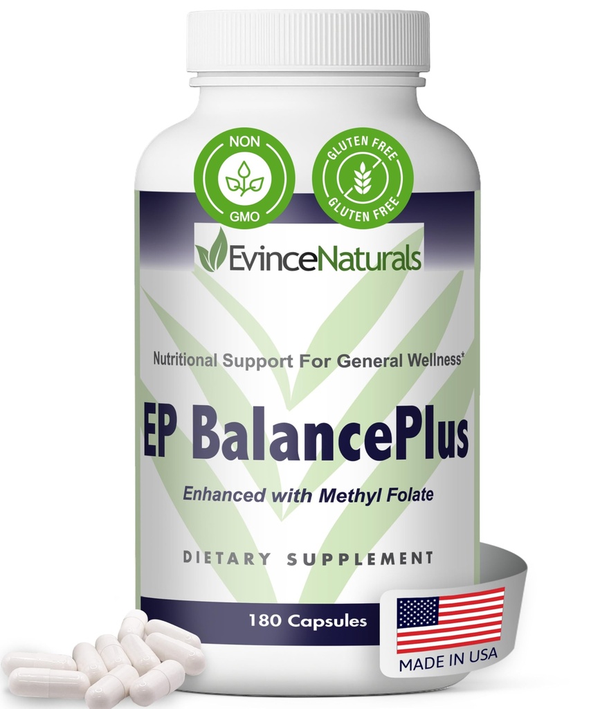 EP BalancePlus Multivitamin för vuxna - Multivitamin för män och kvinnor med vitaminer och mineraler - Methyl Folate & Aminosyror för näringsstöd - Allmän Wellness Supplement, 180 kapslar