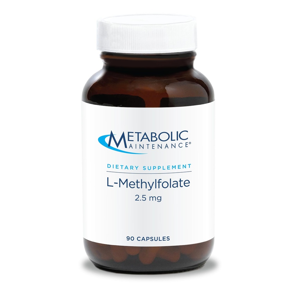 Metabolic Maintenance L-Methylfolate 2.5 mg - L Methyl Folate, Methylfolate Supplement för kvinnor och män, Methylated Vitamin B9 (5-MTHF) för hjärnhälsa, fokus och lugn - 30 kapslar (Pack av 1)