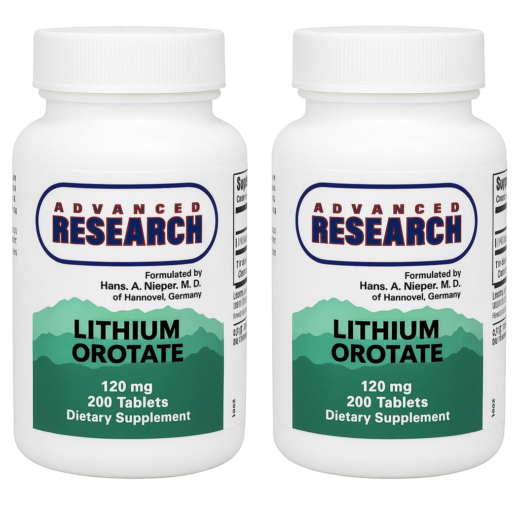 Näringsbärare Advance Research Lithium Orotate 120 Mg 200 tabletter (Pack of 2)