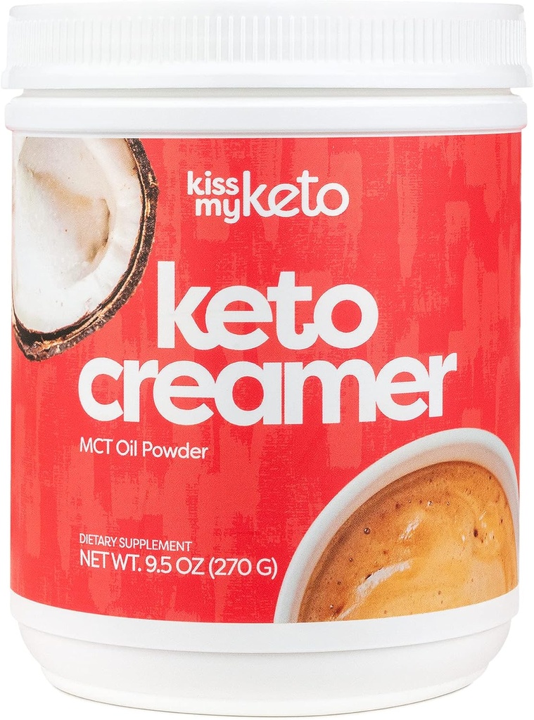 Kiss My Keto Creamer (Original, Unflavored) - Zero-Carb Keto Coffee Creamer + MCT Oil Powder C8 (9g) | Ketogenic Creamer för kaffe och te, Keto Shakes | Gluten Free, 30 portioner (1 Pack)