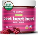 Beet Beet Premium Nitric Oxide Booster & Pre Workout Superfood - stöder cirkulation, hjärthälsa och uthållighet - USA Grown Beet Root Powder, USDA Organic (60 portioner)
