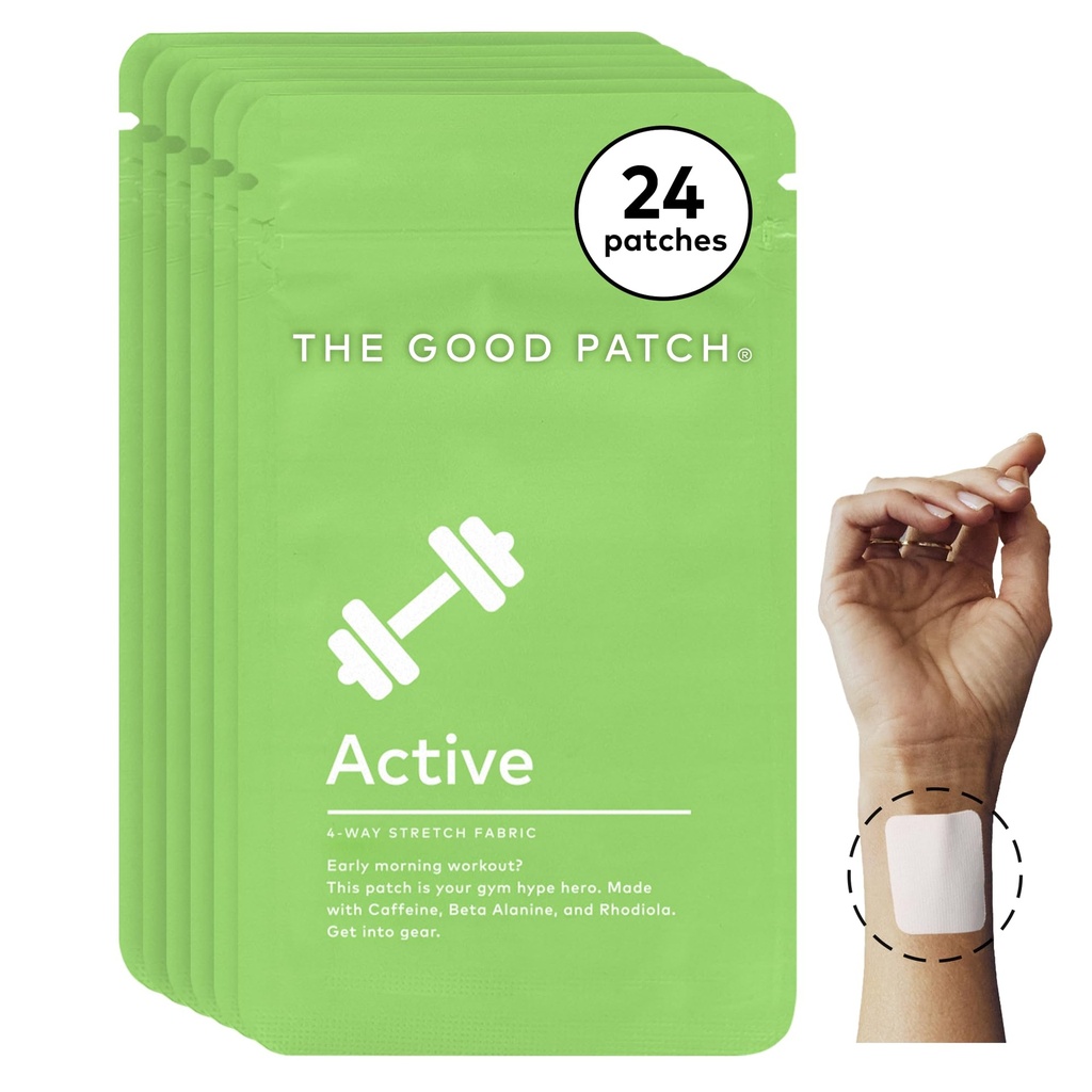 The Good Patch Active Patch, Energy Support, Natural Patch med koffein, Beta Alanine, Rhodiola, Plant Powered Wearable Wellness, Sustained Release (24 Total Patches)