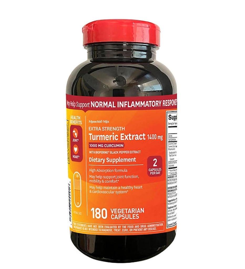Styrke gurkmeja extrakt vegetariska kapslar (1400 mg., 180 ct.)