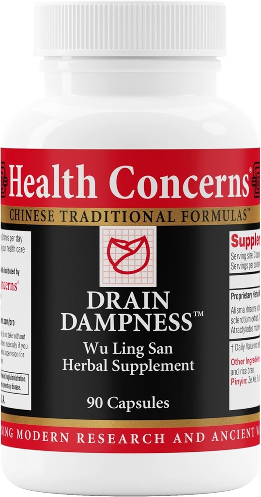 Health Concerns Drain Dampness – Kidney Support – Water Retention Relief – Chinese Herbal Formula with Alisma, Poria, Polyporus, Cinnamon – 2250 mg of a Proprietary Herbal Blend – 90 Capsules