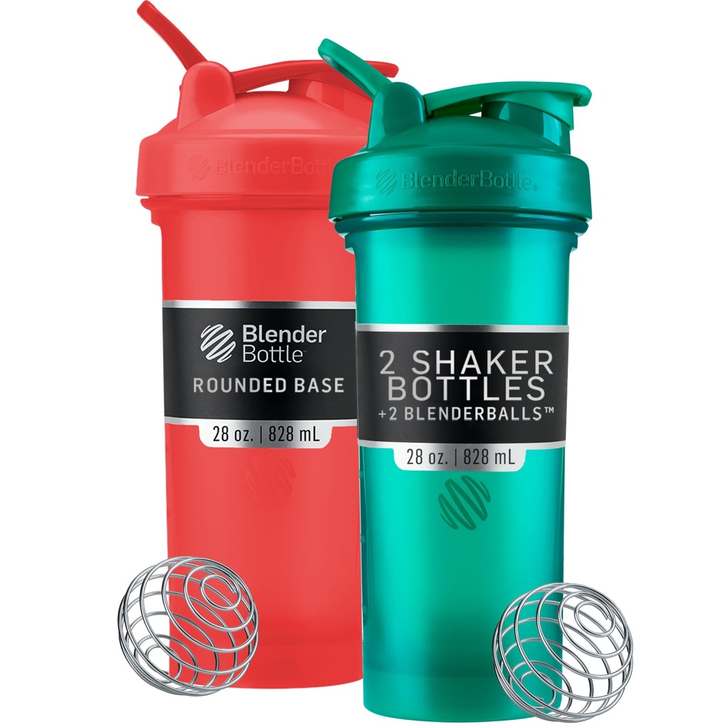BlenderBottle Classic V2 Shaker Bottle Perfekt för Protein Shakes och Pre Workout, 28-Ounce (2 Pack), Red, Green