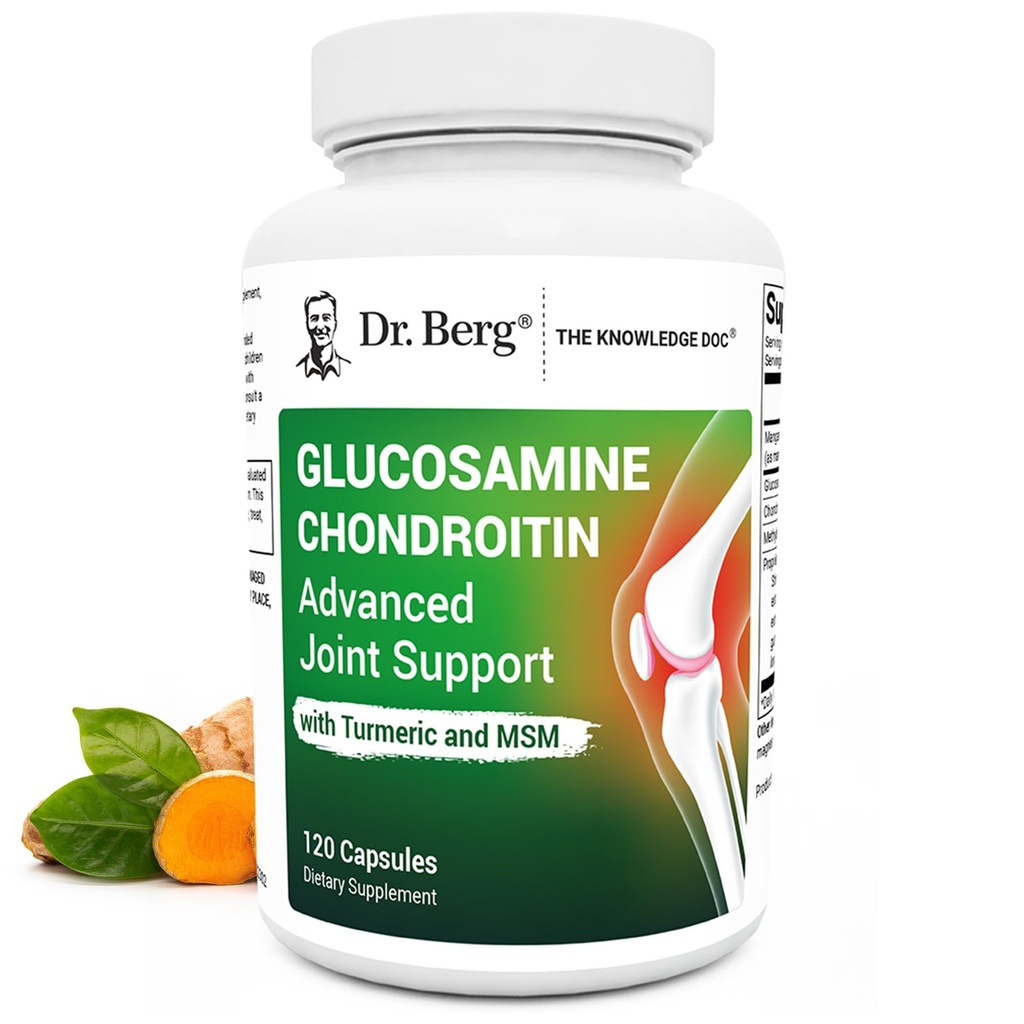 Dr Berg Glukosamin Chondroitin MSM Turmeric & Boswellia - Avancerad Joint Support Supplement med 1500 mg Glukosamin Sulfat - Inkluderar 120 kapslar