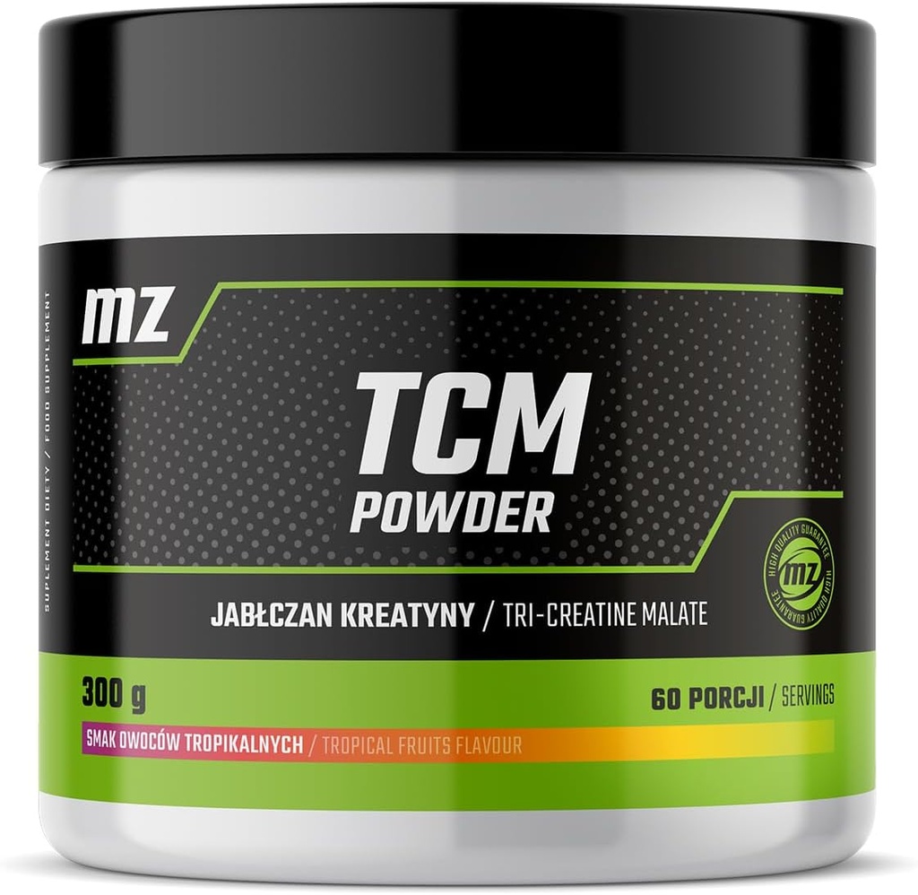 TCM Powder 300g - Kreatin Malate 5000 mg per portion - 60 portioner per förpackning - Tropisk frukt smak -Diet Supplement för förbättrad fysisk prestation - av MZ
