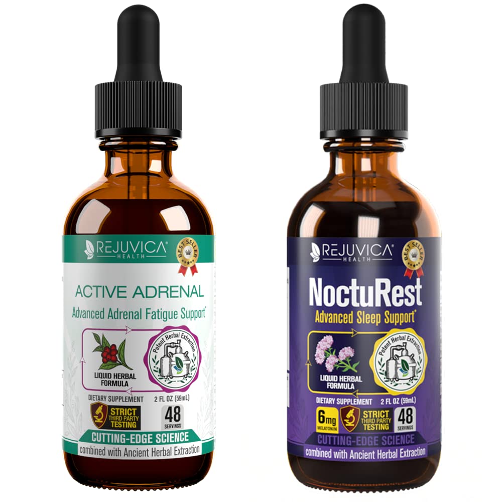 Aktiv Adrenal + NoctuRest - Stöder Adrenal Health + Sleep Liquid Delivery för bättre absorption - Rhodiola, Hops, Holy Basil, Melatonin, Ashwagandha & More!