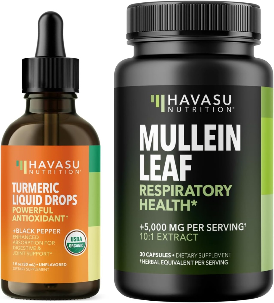 Organisk gurkmeja Liquid + Mullein Leaf Capsules Bundle