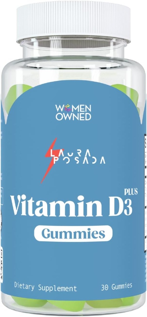 Laura Posada Vitamin D3 Plus Gummies 30 greve D3, A, K för Calcium Absorption, Menopause Immune Support, Bone & Heart Health, Hormonoptimering - Non-GMO Gluten Gratis 100% naturlig Made i USA