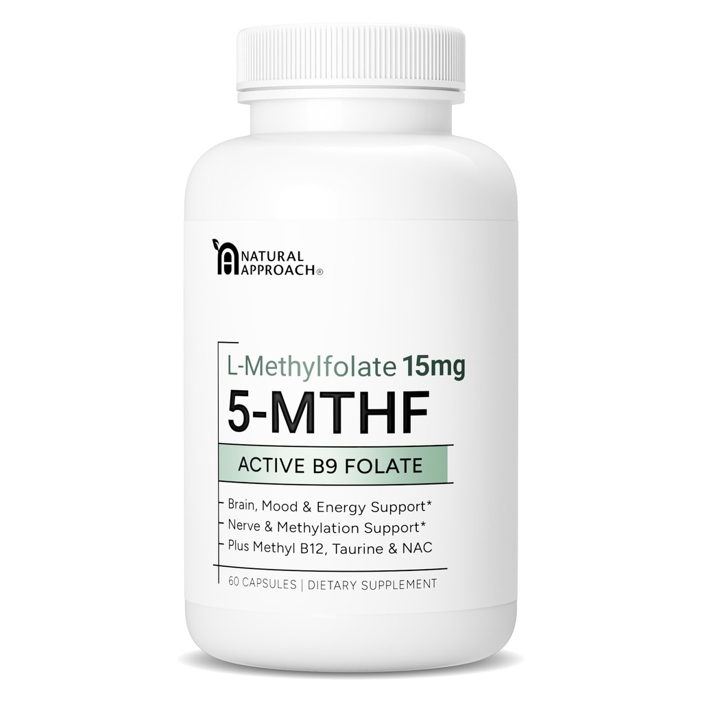 L-Methylfolat 15mg plus Methyl B12, D3, Taurine & NAC | MTHFR-Friendly Folate (High Potency) | Bioaktiva former av vitamin B9 & B12 | Tillägg för humör, metylering och kognition | 60 kapslar