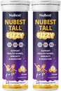 NuBest Tall Fizzy | Bone Strength, Immunity, Digestive Health for Kids Age 4 + & Teens | Probiotisk, Calcium, Magnesium från Red Marine Algae, Vitaminer | 20 Orange Effervescent Tablets | Pack 2
