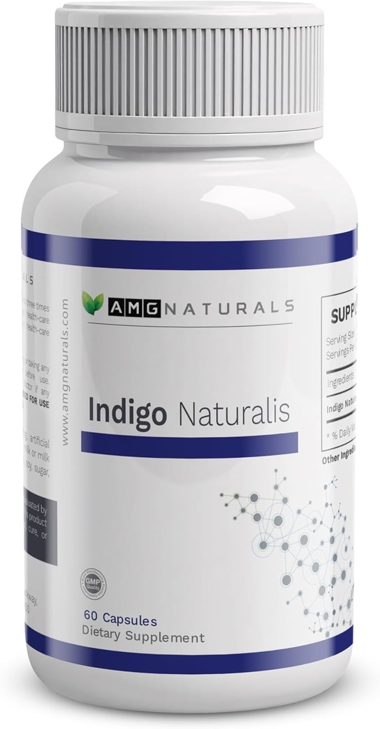 Indigo Naturalis - 60 kapslar av ren indigo naturalis med inga binders, inga fillers, inga excipienter, inga konserveringsmedel - hela örten