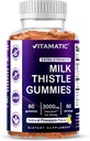 Vitamatic Milk Thistle Gummies- 10000 mg Equivalent Per Serving (från 50:1 Extract 200 mg) - Lever Detox & Anti Oxidant Health - Min. 80% Silymarin Flavonoids - 60 Pectin Based Gummies