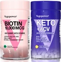Biotin Hair Growth Vitamins + Premium Keto Pills | Stöder hälsosam hud och naglar och utnyttja fett för energi med ketos, öka energi och fokus | Icke-GMO Vegan Supplements för att stödja