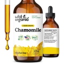 Wild & Organic Chamomile Flowers Tincture - Kalmeringstillskott för avkoppling - Chamomile Extract Liquid Drops - Vegan, Sugar & Alkoholfri - 4 fl oz