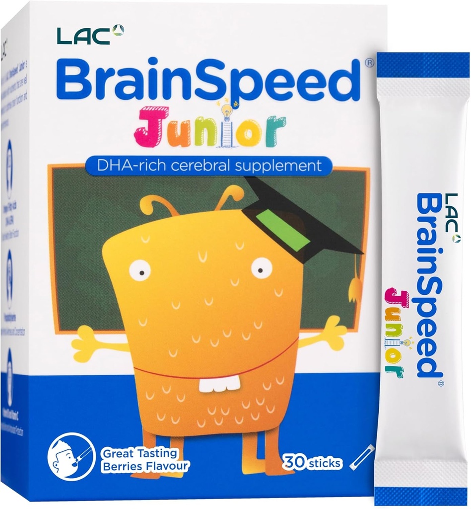 LAC Junior BrainSpeed | Förbättra hjärnnäring | för hjärnutveckling, förbättrad fokus och lärande (1g x 30sticks)