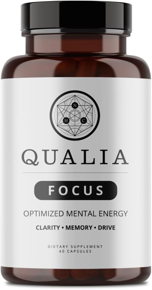Qualia Focus Brain Booster Supplement | En kraftfull Nootropic utformad för att leverera hållbar mental energi, varning, koncentration och minne | med Ginkgo Biloba, L-Theanine Plus | 1 månads leverans