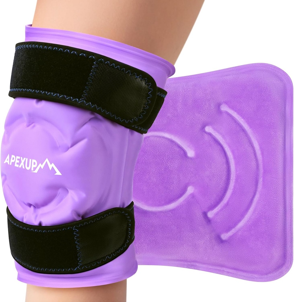 APEXUP Ice Pack för Knee Pain Relief, Large Reusable Wrap efter kirurgi, Flexibel Gel Cold Pack för skador, smärtlindring för Back, Shoulder, Elbow, Ankle och Leg (Purple, L 1PK)