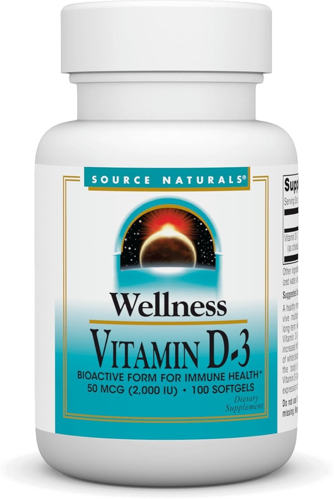 Källa Naturals Wellness Vitamin D-3, Bioaktiv Form för immunhälsa