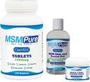 KALA HEALTH MSMPure Starter Bundle med MSM Tablets 120 Count, MSM Muscle & Joint Cream 2oz och MSM Gel med organisk Aloe 8oz