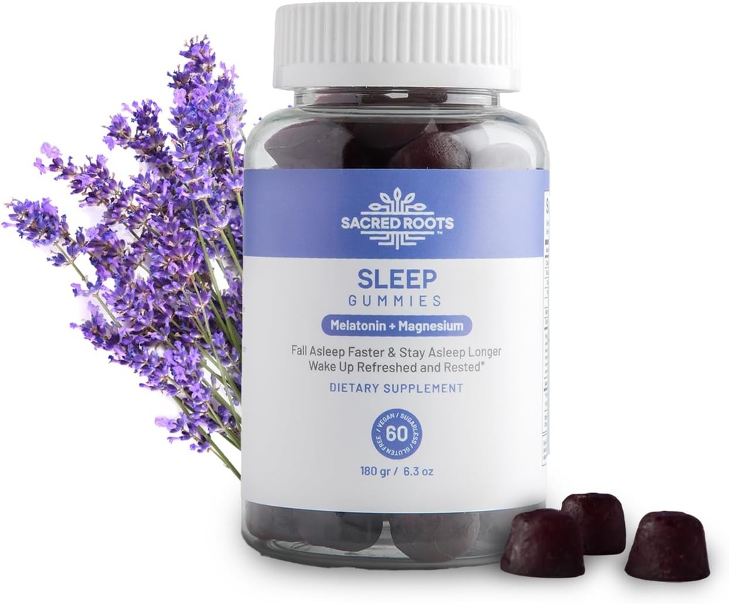 Sleep Gummies - Sugar Free Melatonin Gummies med Magnesium för sömnstöd - Botanisk blandning av naturliga ingredienser - Keto, Vegan, Non-GMO & Gluten-Free - Tillverkad i USA (30 portioner)