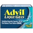 Advil Liqui-Gels Pain Reliever and Fever Reducer, Pain Medicine for Adults with Ibuprofen 200mg for Headache, Backache, Menstrual Pain and Joint Pain Relief - 20 Liquid Filled Capsules