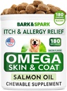Omega 3 för hundar och katter - 180 fiskoljebehandlingar för hundspridning, hudallergi, Itch Relief, Hot Spots Behandling - Gemensam Hälsa - Hud och Coat Supplement - EPA & DHA Fatty Acids - Salmon Oil - Bacon
