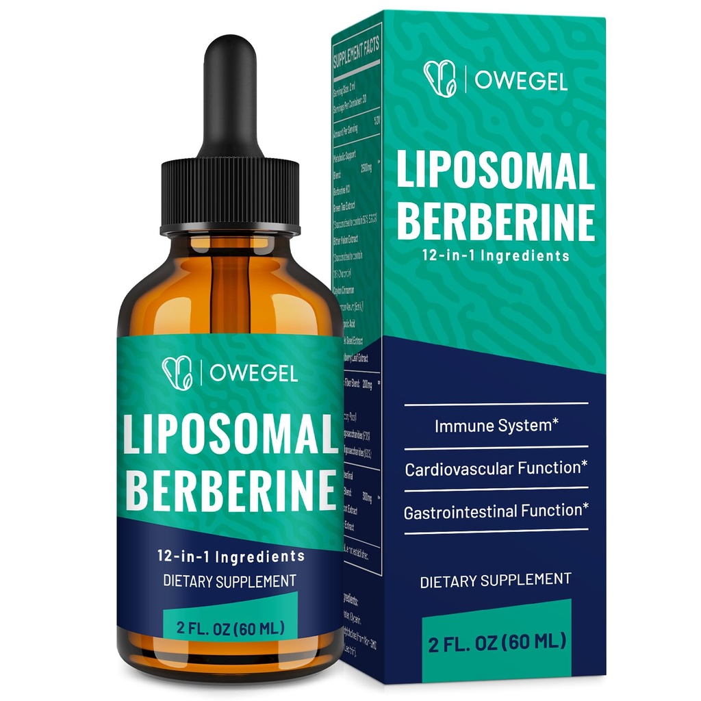 Berberine HCL Supplement med Ceylon Cinnamon - Högt Absorbable Liposomal Berberine Liquid Drops 3000mg- 12 i 1 naturliga ingredienser - AMPK Aktivator - 2 Fl Oz