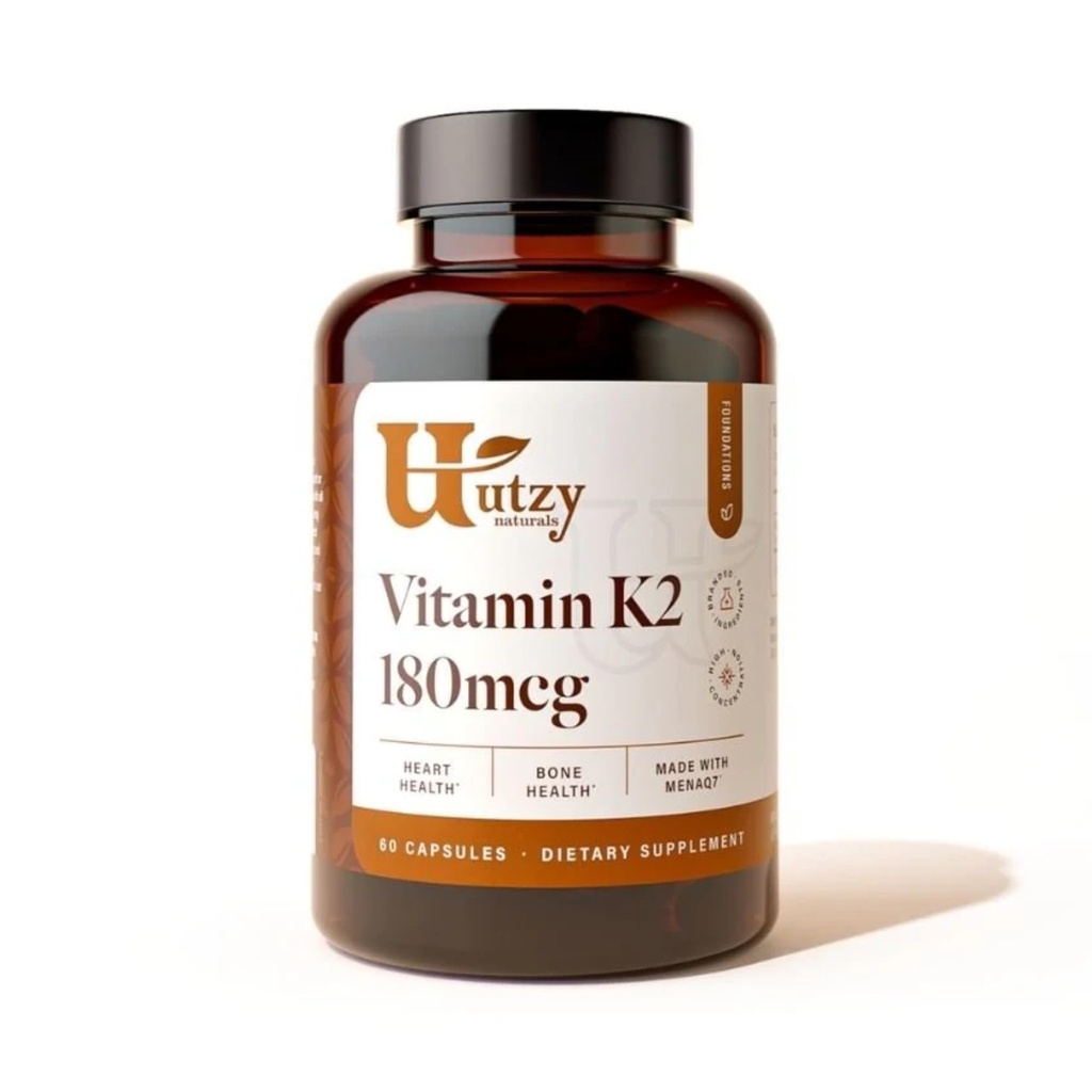 Utzy Naturals Vitamin K2 | 180 mcg av MenaQ7® Form av K2 | Made in USA | 60 kapslar