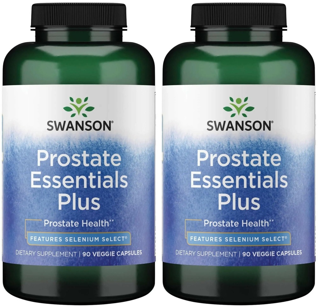 Swanson Prostate Plus - Naturtillskott för män som främjar hälsosam urinvägsflöde och frekvens - Stödjer övergripande prostata hälsa 90 Veg kapslar (2 Pack)