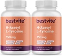 BESTVITE N-Acetyl L-Tyrosine 350mg (NALT) (240 kapslar) (120 x 2) - No Stearates - Non GMO - Gluten Free