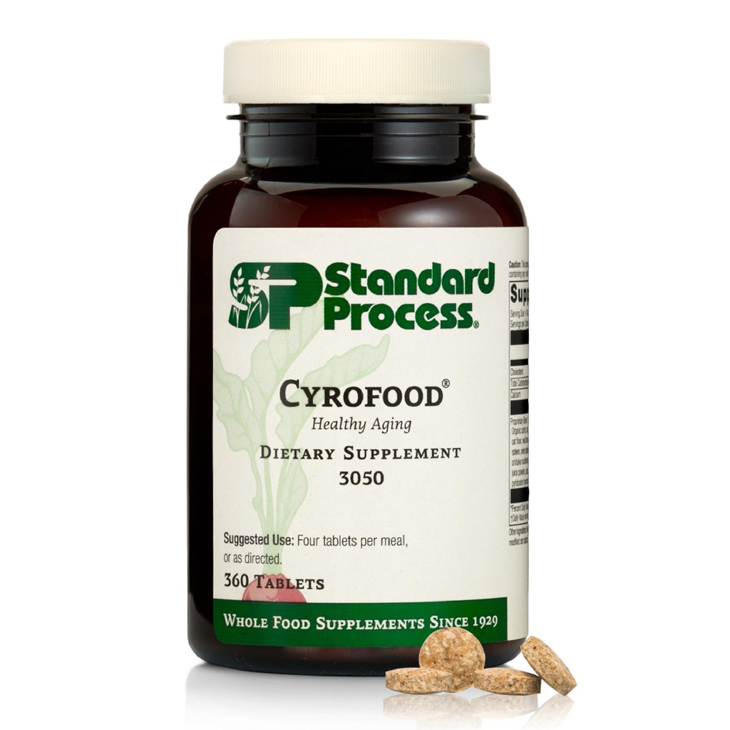 Standard Process Cyrofood - Healthy Aging Support Supplement - Nutritional Supplement med Bovine Adrenal, Reishi Mushroom Powder, Organic Carrot & More - Hel matbaserad tillskott - 360 tabletter
