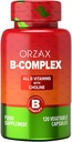 ORZAX Vitamin B-komplex tillskott för kvinnor och män med kolin, Inositol - Balanserad energimetabolism - Immun & Nerve Health (120 Veg kapslar)