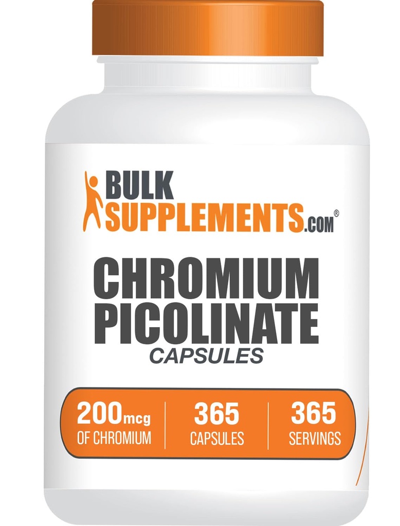 BulkSupplements.com Chromium Picolinate Capsules - Chromium Supplement, Mineral Supplement - Gluten Free, 1 Capsule per Serving, 365 Count (Pack of 1)