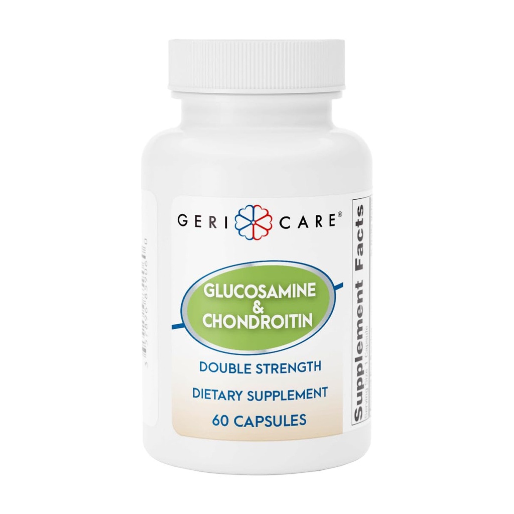 Gericare Glukosamin HCl 500 mg, Chondroitin Sulfate 400 mg med Natrium 35 mg Supplement Capsules - Stöder Joint Mobility, Främjar brosk hälsa och flexibilitet, 60 greve (1)
