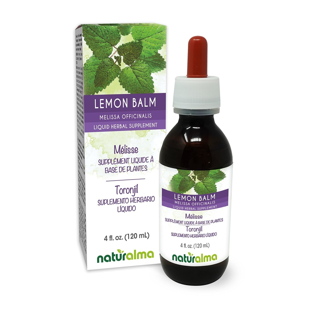 Naturalma Lemon Balm (Melissa officinalis) Leaf Alkoholfri tinktur - 4 fl oz flytande extrakt i droppar - Herbal Supplement - Vegan