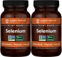 Global Healing Center Selenium 200mcg 2-Pack, Pure Selenium Supplement med organiska ingredienser, antioxidanter för sköldkörtel och immunhälsa för män och kvinnor - mer än selen 100 mcg (60 kapslar)